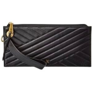 HOBO Vida Large Quilted Wristlet Clutch Wallet in black